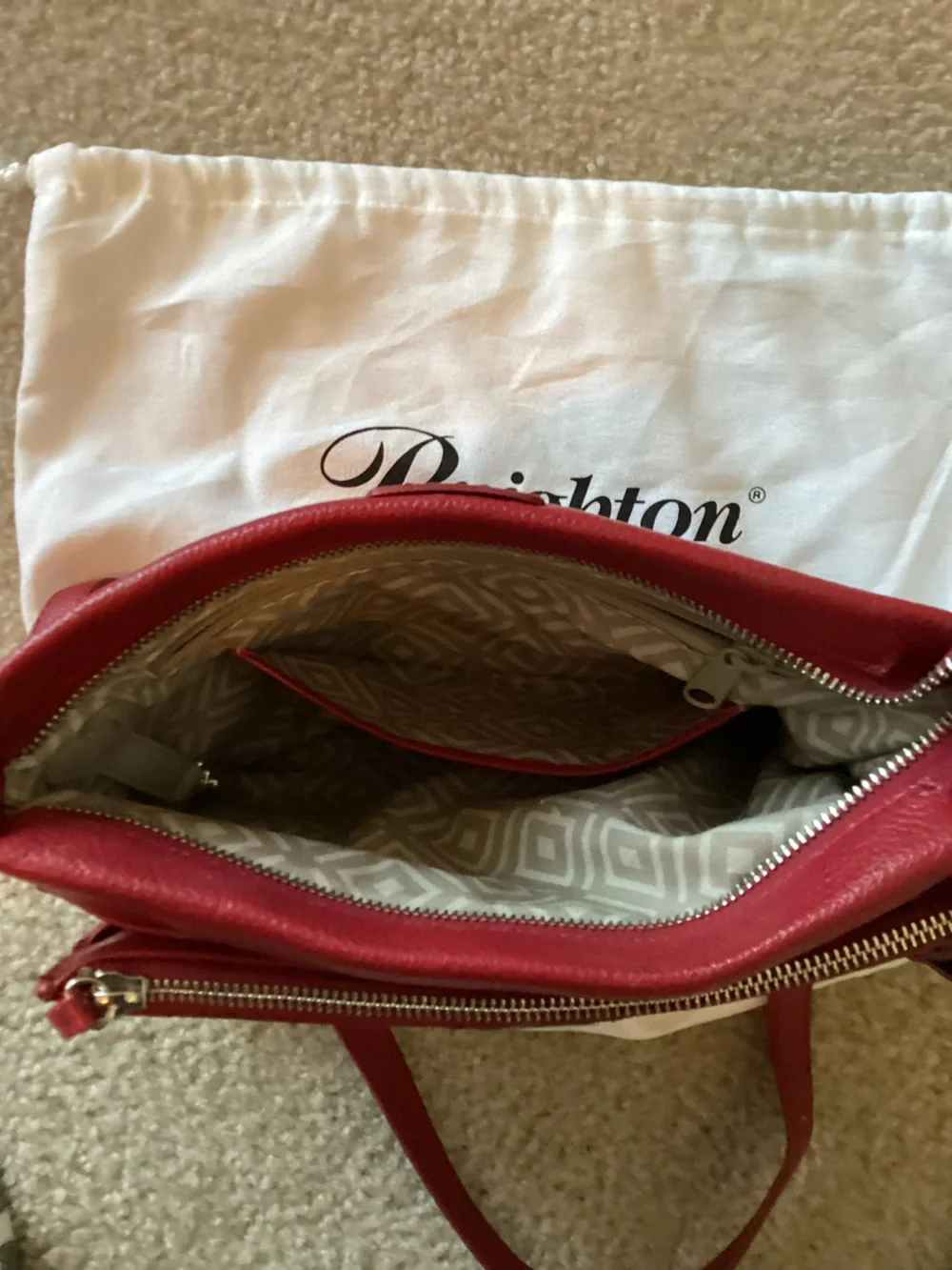 Brighton Red Pebbled Leather Crossbody with Stud Accents